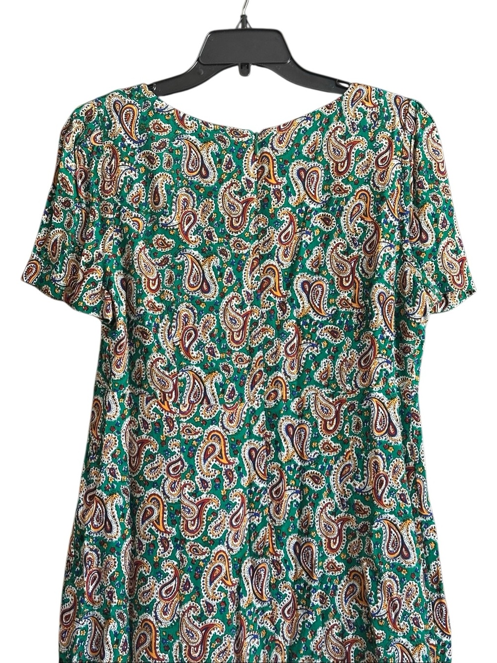 Anthropologie Maeve Green Paisley Short Sleeve Shift Dress. Size 10. - Picture 7 of 11